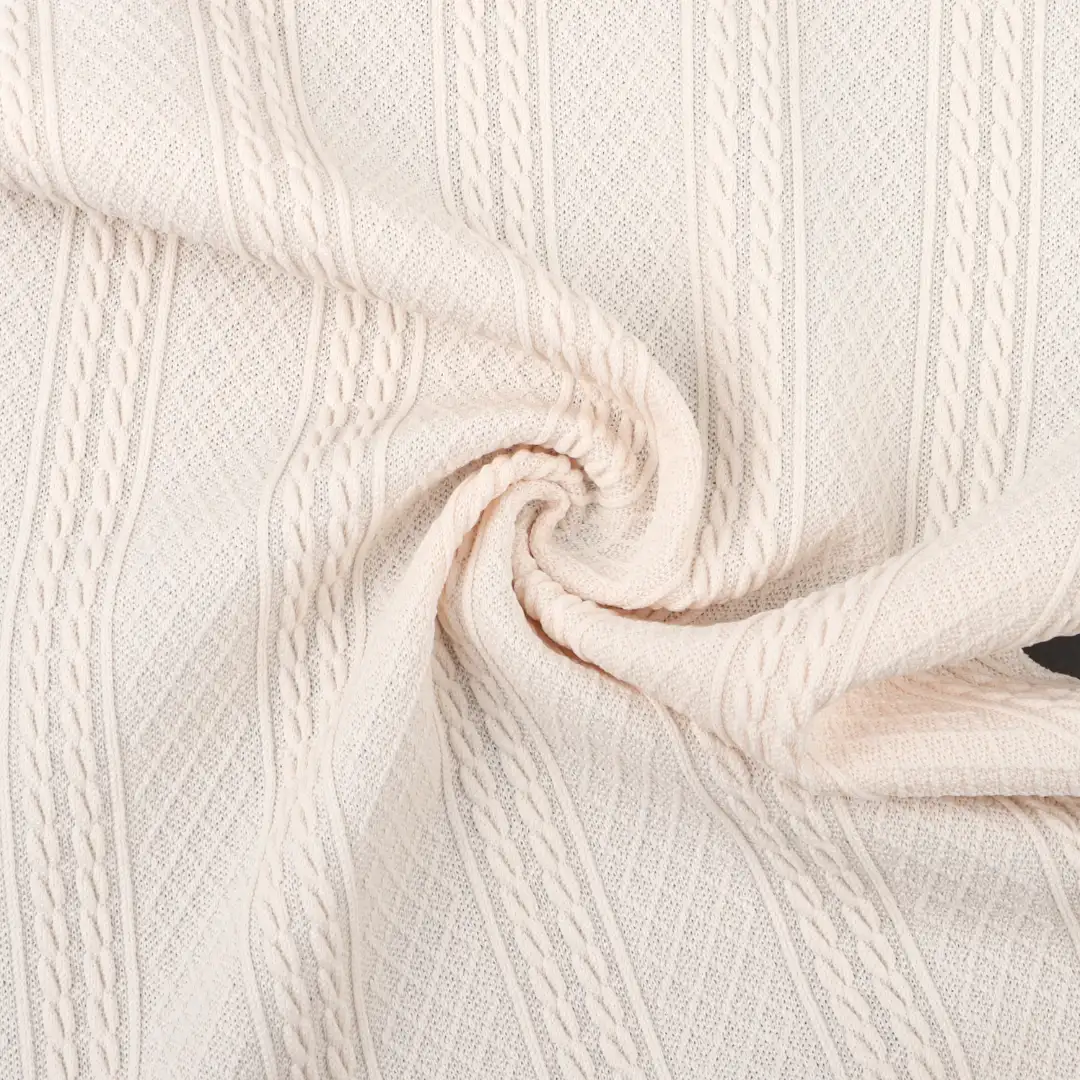 China Fabric for T-Shirt Jacquard Knit Fabric Polyester Spandex Beige color buy from China wholesaler bulk order at wholesale price free worldwide shipping Alibaba