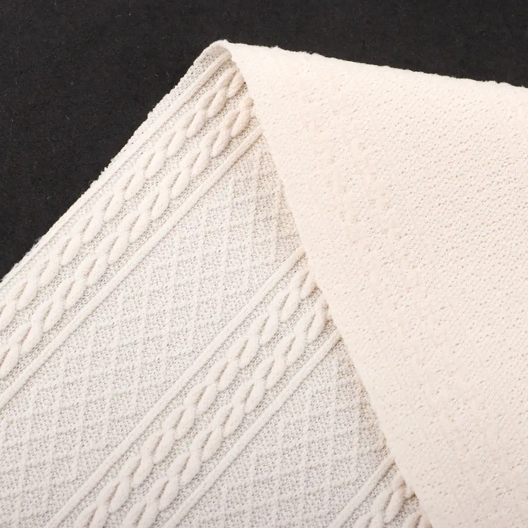 China Fabric for T-Shirt Jacquard Knit Fabric Polyester Spandex Beige color buy from China wholesaler bulk order at wholesale price free worldwide shipping Alibaba