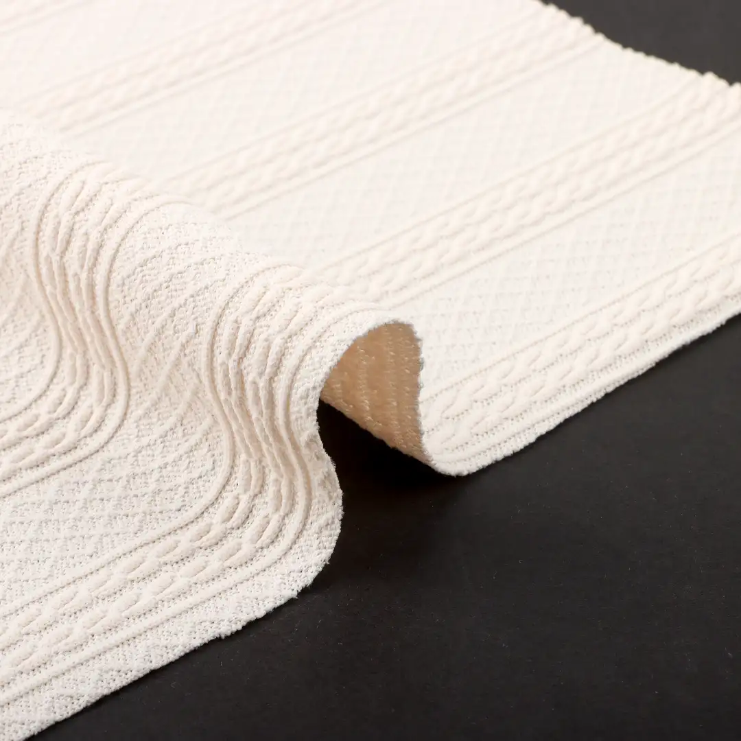 China Fabric for T-Shirt Jacquard Knit Fabric Polyester Spandex Beige color buy from China wholesaler bulk order at wholesale price free worldwide shipping Alibaba