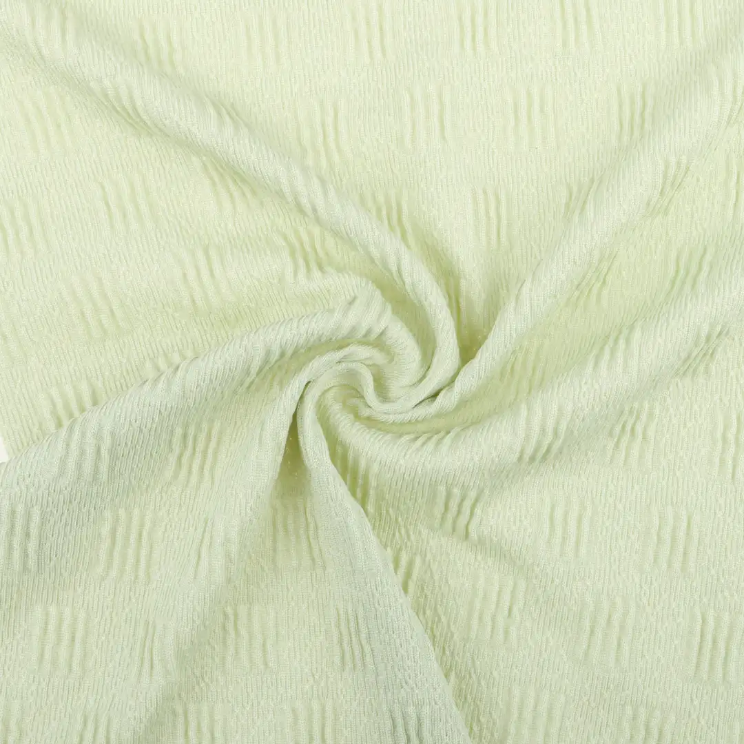 China Fabric for T-Shirt,Dresses (Pullover) (Sweater) Jacquard Knit Fabric Polyester Spandex green white color buy from China wholesaler bulk order at wholesale price free worldwide shipping Alibaba