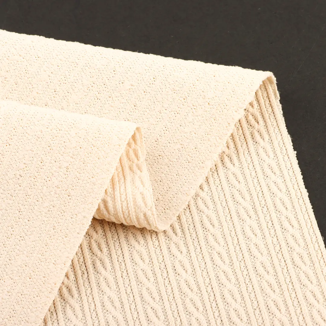 China Fabric for T-Shirt,Men’s Vest (Sweater),Full-Zipper Cardigan (Sweater) Jacquard Knit Fabric Polyester Spandex khaki color buy from China wholesaler bulk order at wholesale price free worldwide shipping Alibaba