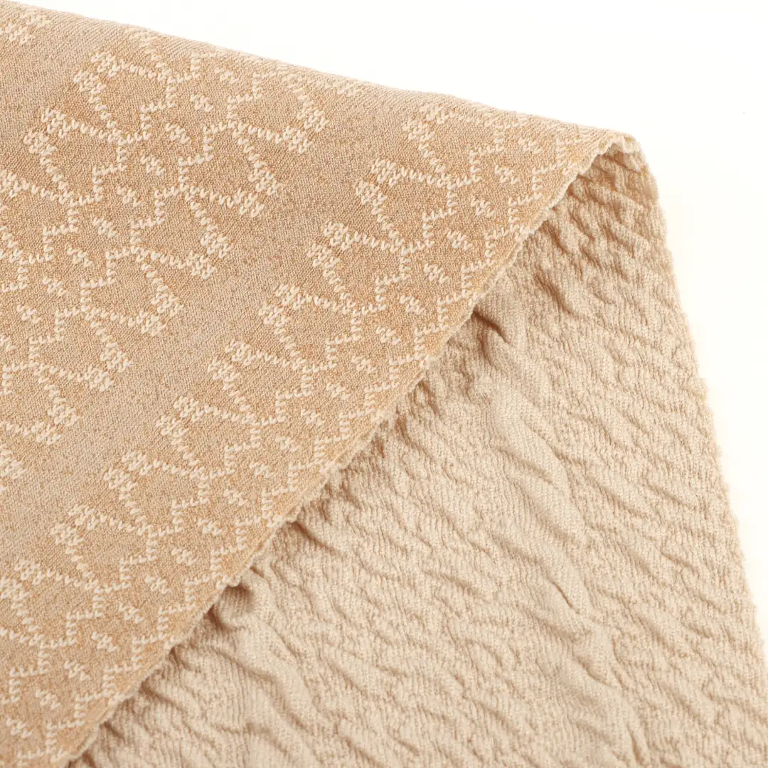 China Fabric for T-Shirt,Men’s Vest (Sweater),Crop Top Pullover (Sweater),Hoodie  (Sweater) Jacquard Knit Fabric Polyester Spandex khaki color buy from China wholesaler bulk order at wholesale price free worldwide shipping Alibaba