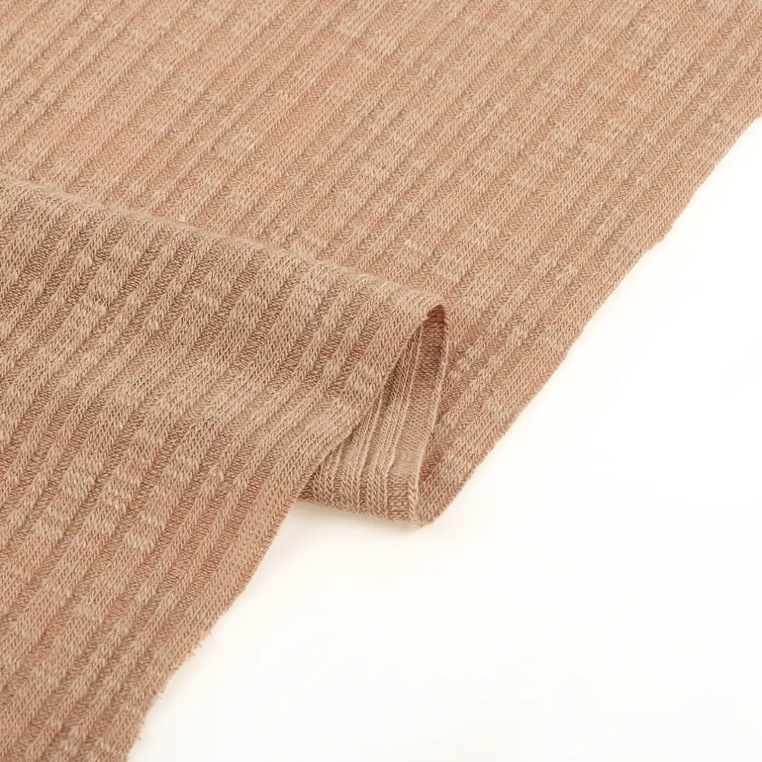 China Fabric for T-Shirt,Shirt Half Sleeve Zipper (Sweater),Crop Top Pullover (Sweater) Rib Knit Fabric Polyester Rayon Spandex Brown color buy from China wholesaler bulk order at wholesale price free worldwide shipping Alibaba
