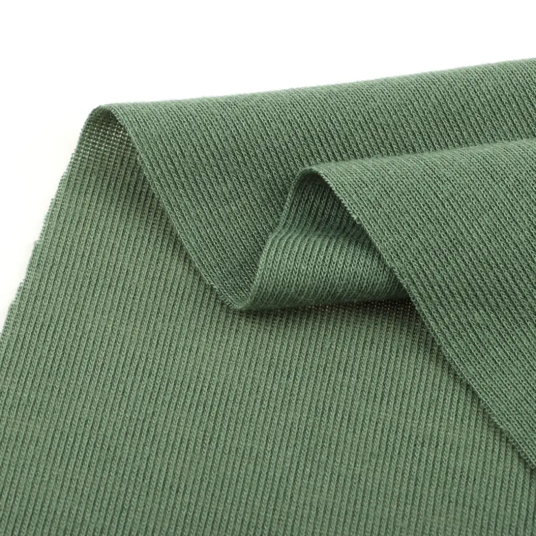China Fabric for T-Shirt,Ladies Vest (Sweater),Open Cardigan (Sweater),Dresses (Cardigan Button) (Sweater) Rib Knit Fabric Polyester Rayon green color buy from China wholesaler bulk order at wholesale price free worldwide shipping Alibaba