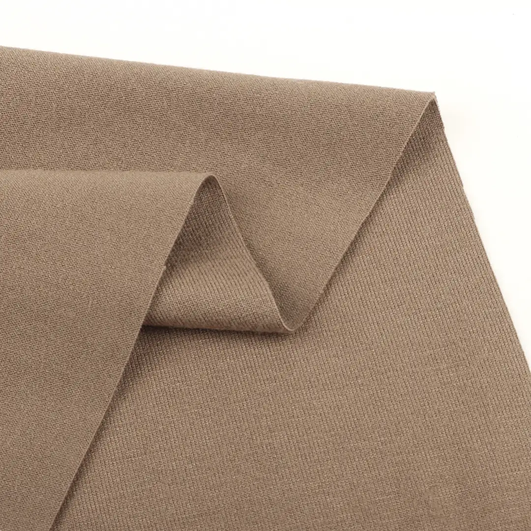 China Fabric for T-Shirt,Men’s Vest (Sweater),Round Neck Pullover (Sweater),Crop Top Pullover (Sweater),Polo T-shirt (Sweater) Single Jersey Knit Fabric Rayon Spandex Camel color buy from China wholesaler bulk order at wholesale price free worldwide shipping Alibaba