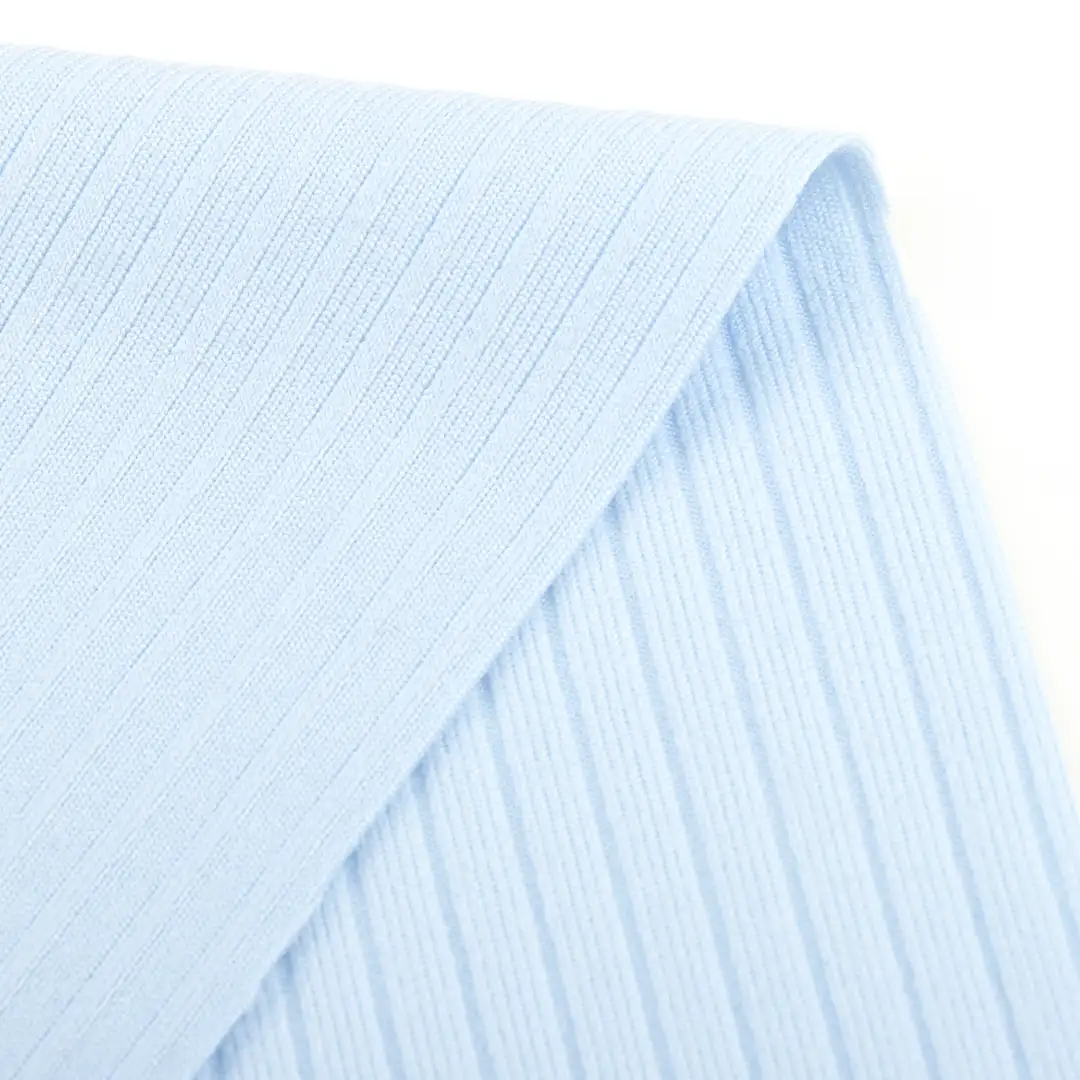 China Fabric for T-Shirt,Half-Zipper Cardigan (Sweater),Crop Top Pullover (Sweater),Dresses (Pullover) (Sweater) Rib Knit Fabric Polyester Spandex blue color buy from China wholesaler bulk order at wholesale price free worldwide shipping Alibaba