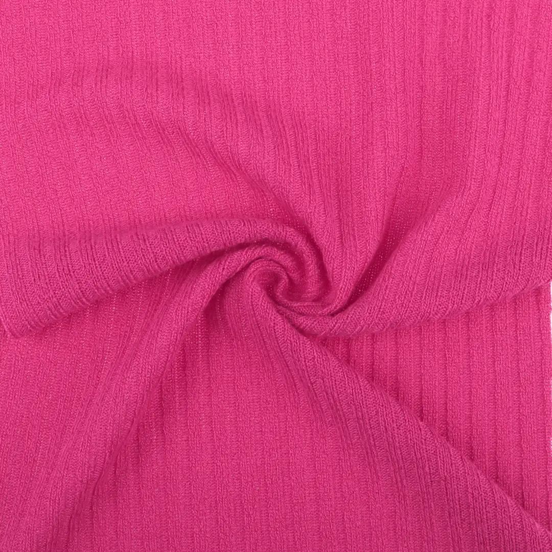 China Fabric for T-Shirt,Ladies Vest (Sweater),Half-Zipper Cardigan (Sweater),Crop Top Pullover (Sweater),Dresses (Cardigan Button) (Sweater) Rib Knit Fabric Polyester Spandex Magenta color buy from China wholesaler bulk order at wholesale price free worldwide shipping Alibaba