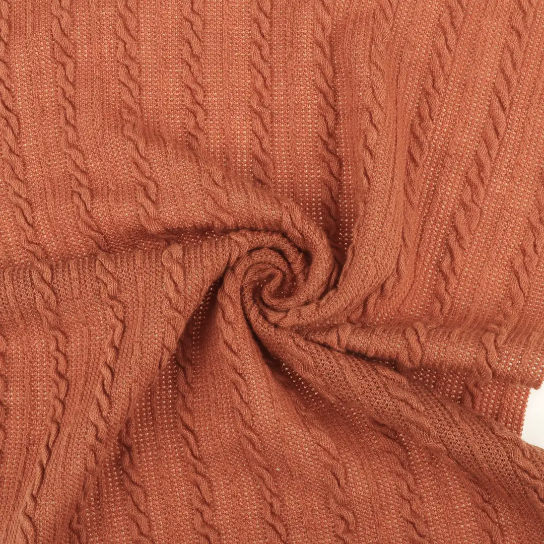 China Fabric for T-Shirt,Open Cardigan (Sweater),Half-Zipper Cardigan (Sweater),Shirt Long Sleeve Button (Sweater),Round Neck Pullover (Sweater) Jacquard Knit Fabric Polyester Rayon Spandex Caramel color buy from China wholesaler bulk order at wholesale price free worldwide shipping Alibaba