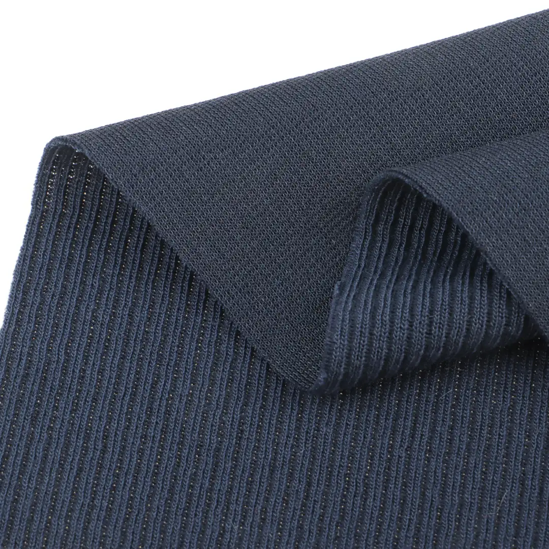 China Fabric for T-Shirt,Polo Shirt,Men’s Vest (Sweater),Crew Neck Pullover (Sweater),Dresses (Cardigan Button) (Sweater) Rib Knit Fabric Polyester Spandex Navy color buy from China wholesaler bulk order at wholesale price free worldwide shipping Alibaba
