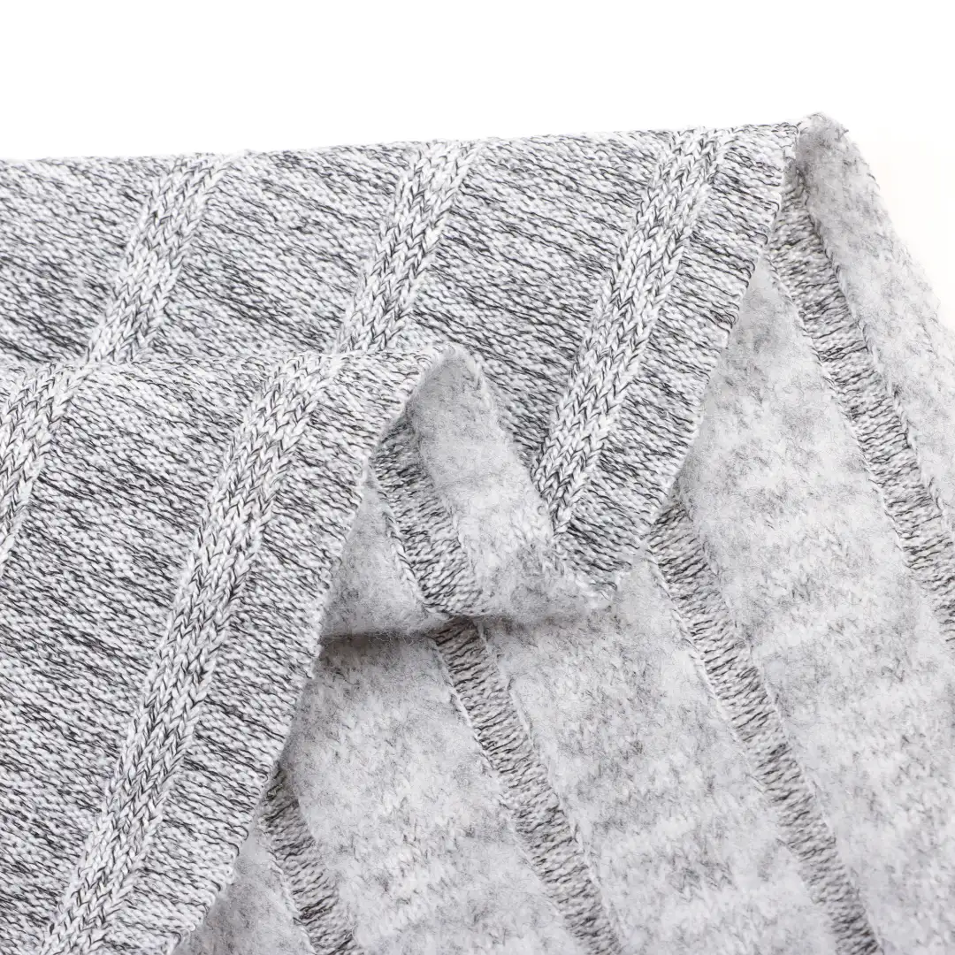 China Fabric for T-Shirt,Men’s Vest (Sweater),Knitted Trousers (Sweater),Skirt (Sweater) Hacci Knit Fabric Polyester Spandex grey-white color buy from China wholesaler bulk order at wholesale price free worldwide shipping Alibaba