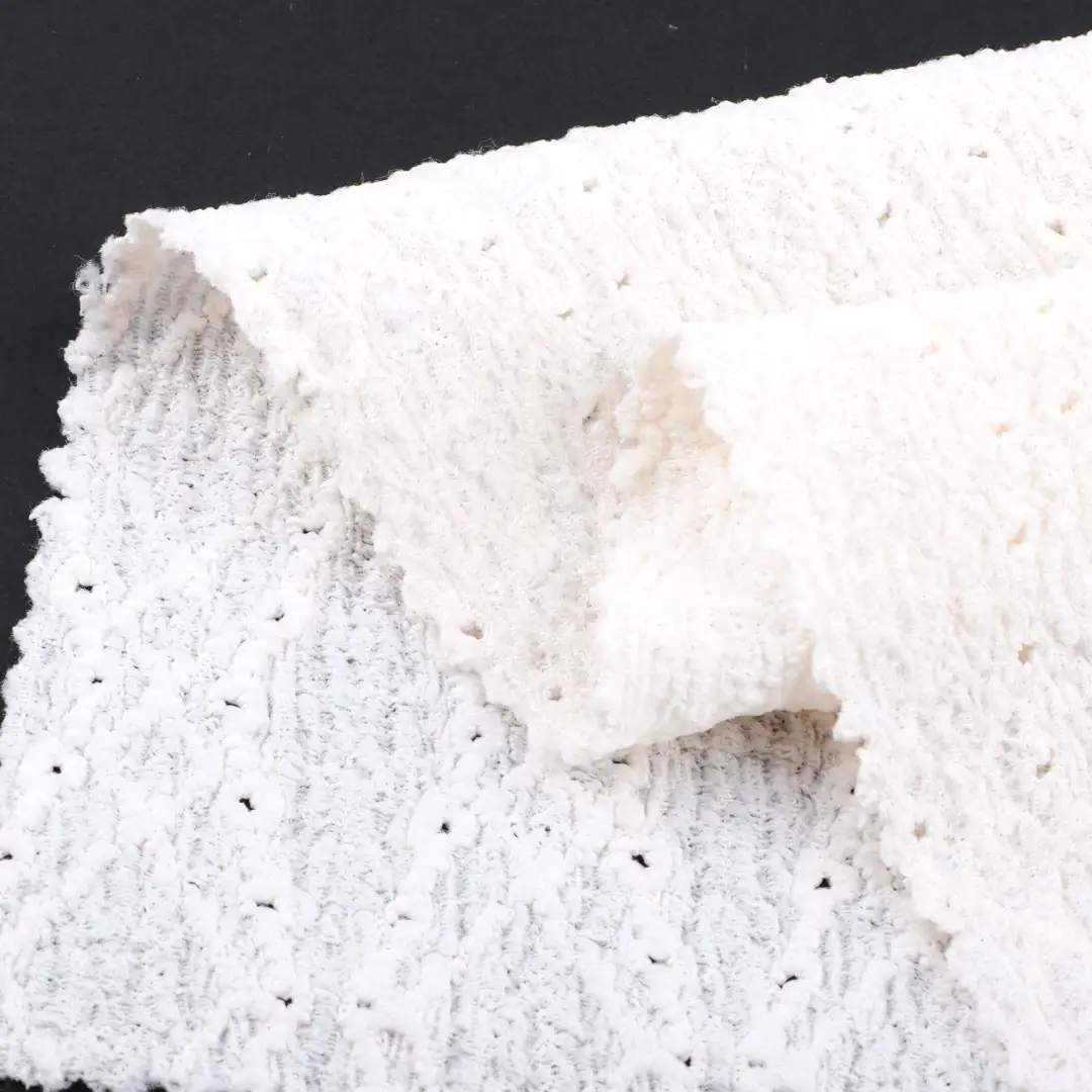 China Fabric for Crop Top,Dresses (Cardigan Button) ,Dresses (Pullover)  Weft Jacquard Knit Fabric Polyester Spandex off-white color buy from China wholesaler bulk order at wholesale price free worldwide shipping Alibaba