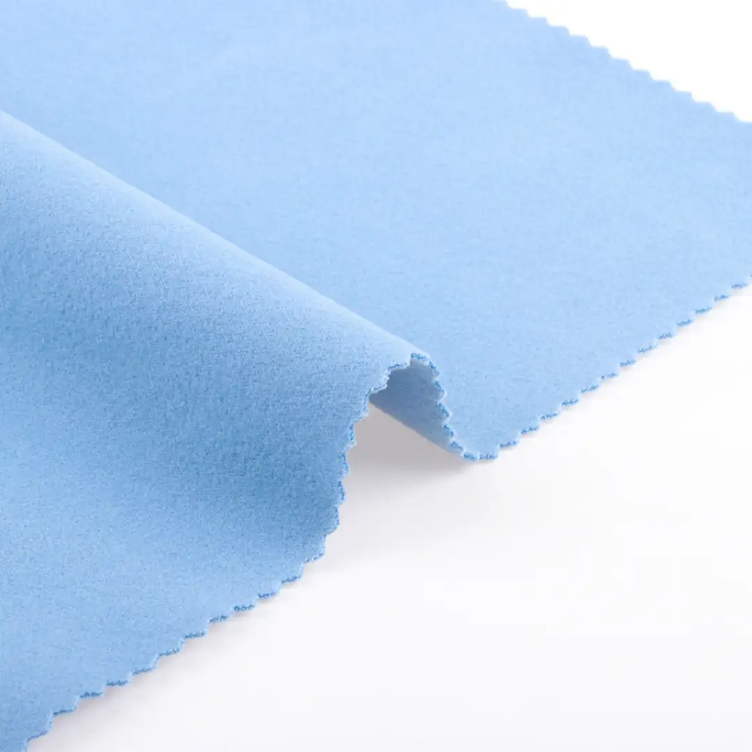 China Fabric for Crop Top,Overcoat,Sweatshirt Double-side fleece Knit Fabric Polyester Spandex Blue color buy from China wholesaler bulk order at wholesale price free worldwide shipping Alibaba