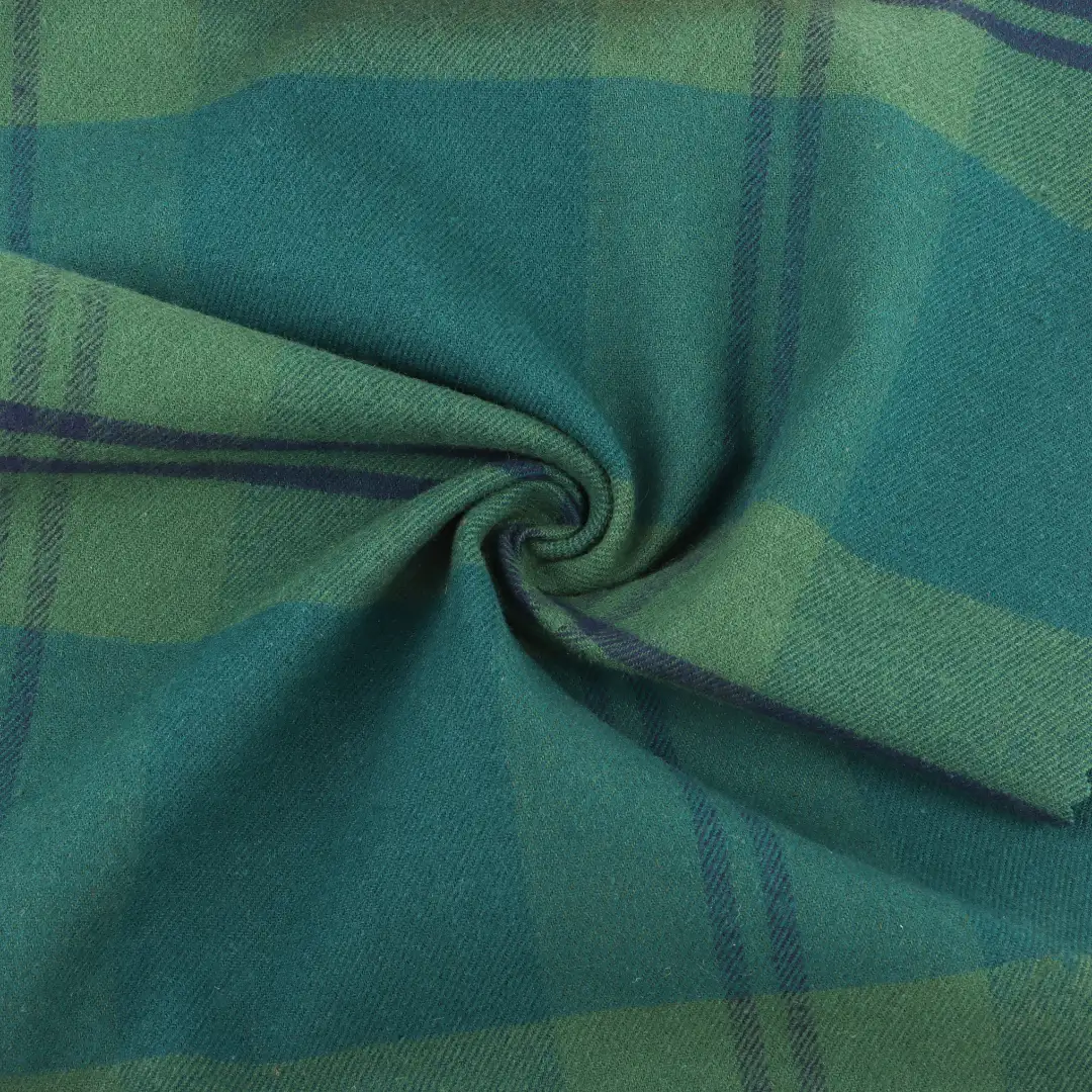 China Fabric for Blouse,Skirt,Loungewear Cotton YD Flannel Natural Woven Fabric Cotton Elastane green check color buy from China wholesaler bulk order at wholesale price free worldwide shipping Alibaba