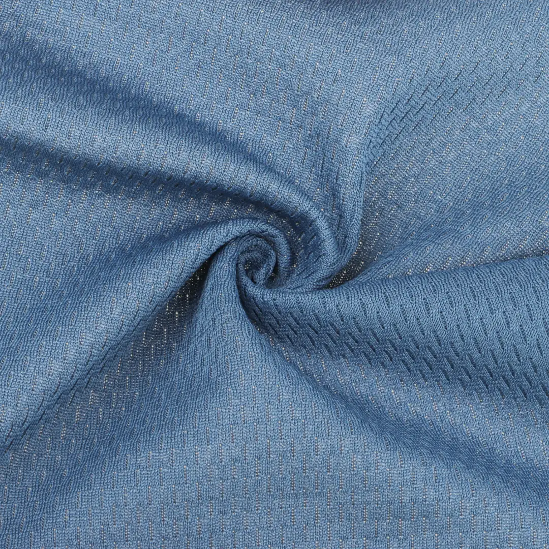 China Fabric for Pants,T-Shirt,Tank Top Birdeye Mesh Knit Fabric Polyester Wool Graphene Blue color buy from China wholesaler bulk order at wholesale price free worldwide shipping Alibaba