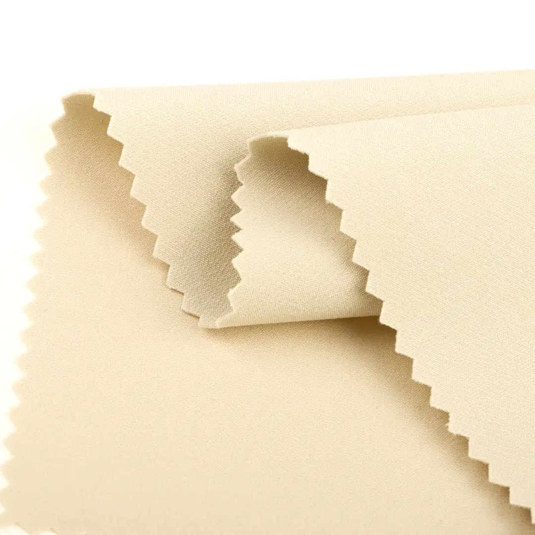 China Fabric for Pants Four Stretch Polyester Woven Fabric Synthetic Woven Fabric Polyester Elastane khaki color buy from China wholesaler bulk order at wholesale price free worldwide shipping Alibaba