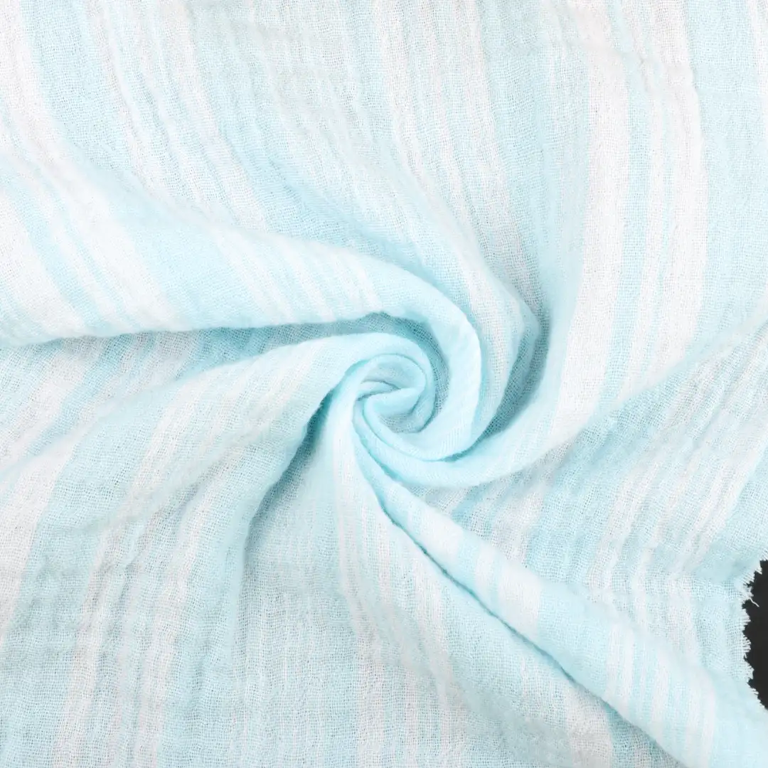 China Fabric for Tank Top,Blouse,Crop Top,Skirt Cotton YD Double Layer Crepe Gauze Natural Woven Fabric Cotton stripe color buy from China wholesaler bulk order at wholesale price free worldwide shipping Alibaba
