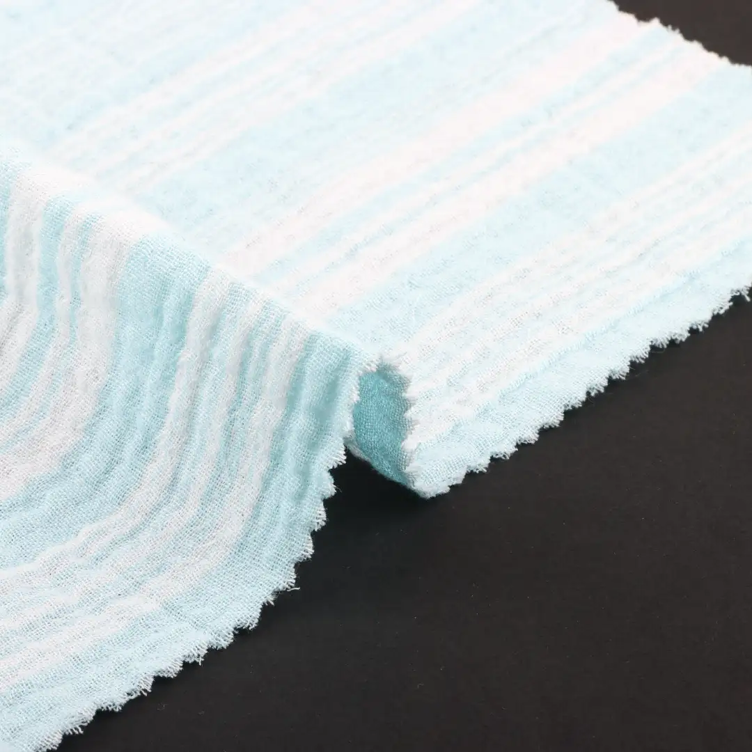 China Fabric for Tank Top,Blouse,Crop Top,Skirt Cotton YD Double Layer Crepe Gauze Natural Woven Fabric Cotton stripe color buy from China wholesaler bulk order at wholesale price free worldwide shipping Alibaba