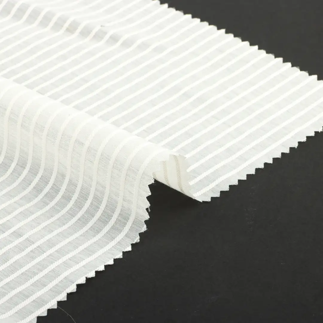 China Fabric for Shirt,Blouse,Skirt,Shorts,Dresses (Cardigan Open) ,Dresses (Pullover) ,Casual Long Sleeve Crop Shirt Jacquard Woven Blended Fabric Polyester Nylon cream color buy from China wholesaler bulk order at wholesale price free worldwide shipping Alibaba