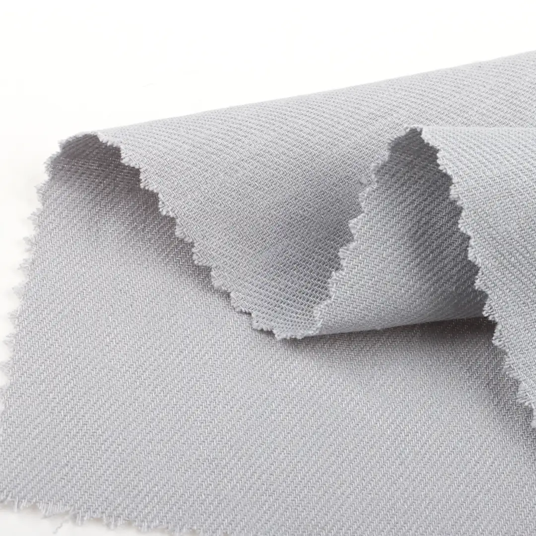 China Fabric for Pants,Blazer,Skirt,Uniform Twill Woven Blended Fabric Rayon Flax Spandex Grey color buy from China wholesaler bulk order at wholesale price free worldwide shipping Alibaba