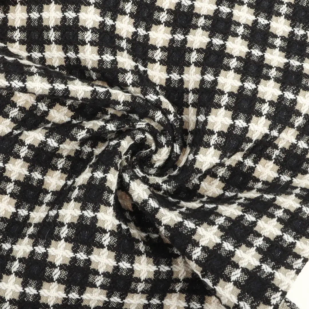 China Fabric for Overcoat,Suit,Skirt  Chanel-Style Fabric Woolen Polyester Cotton check color buy from China wholesaler bulk order at wholesale price free worldwide shipping Alibaba