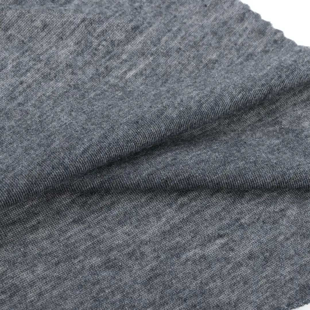 China Fabric for T-Shirt,Polo Shirt,Skirt,Loungewear,Tracksuits Single Jersey Knit Fabric Polyester Wool Viscose Modal dark grey color buy from China wholesaler bulk order at wholesale price free worldwide shipping Alibaba