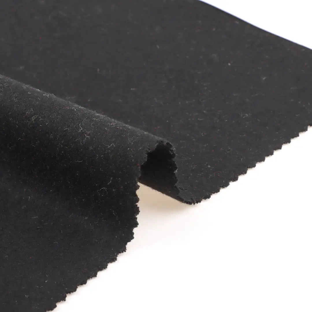 China Fabric for Overcoat,Skirt  Melton Woolen Wool Polyester Black color buy from China wholesaler bulk order at wholesale price free worldwide shipping Alibaba