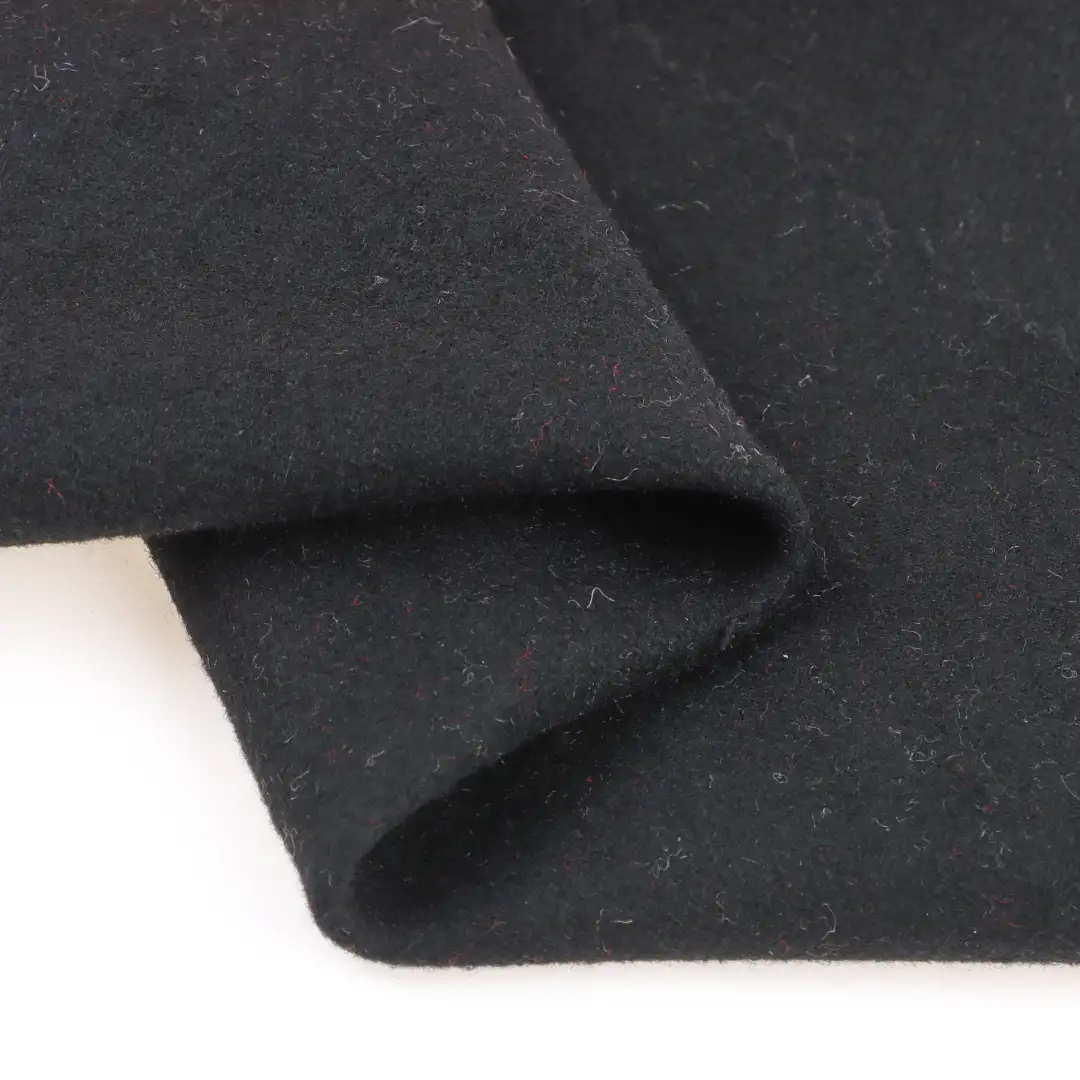 China Fabric for Overcoat,Skirt  Melton Woolen Wool Polyester Black color buy from China wholesaler bulk order at wholesale price free worldwide shipping Alibaba