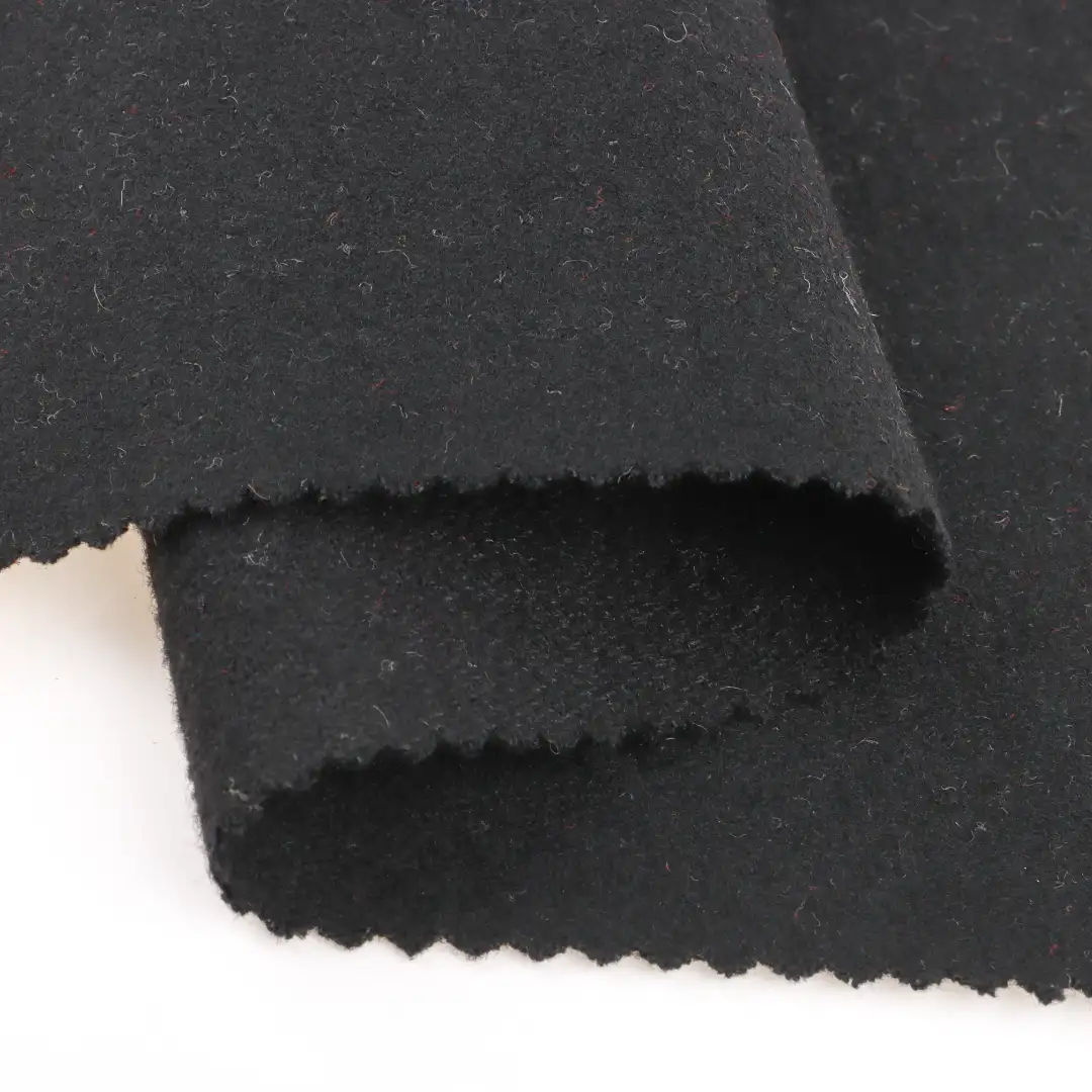 China Fabric for Overcoat,Skirt  Melton Woolen Wool Polyester Black color buy from China wholesaler bulk order at wholesale price free worldwide shipping Alibaba