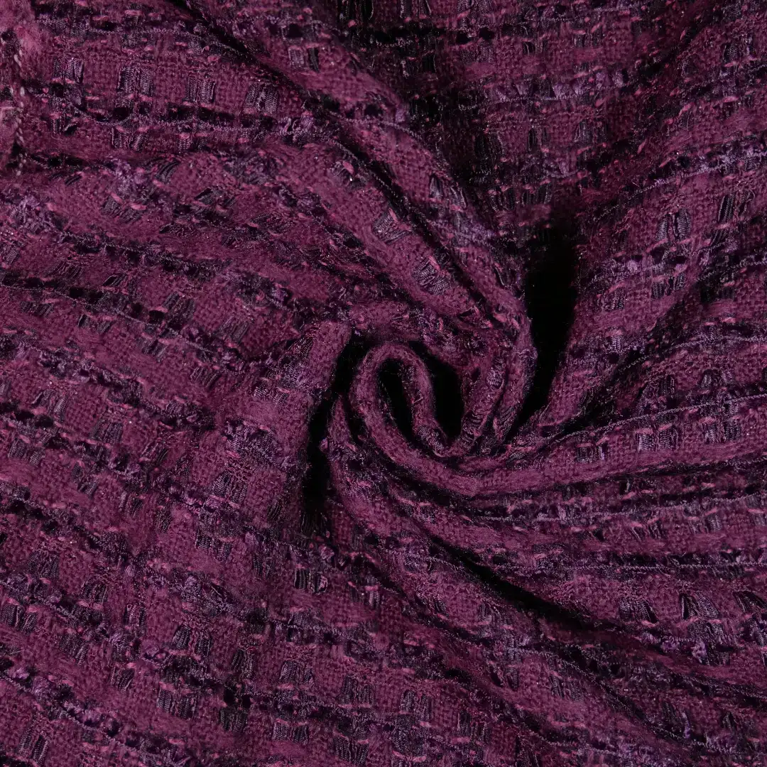 China Fabric for Overcoat,Suit,Ladies Cargo A-Line Skirt Chanel-Style Fabric Woolen Polyester Cotton Acrylic Purple color buy from China wholesaler bulk order at wholesale price free worldwide shipping Alibaba