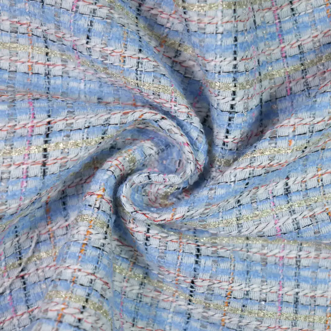 China Fabric for Jackets,Blazer,Skirt  Chanel-Style Fabric Woolen Polyester Blue color buy from China wholesaler bulk order at wholesale price free worldwide shipping Alibaba