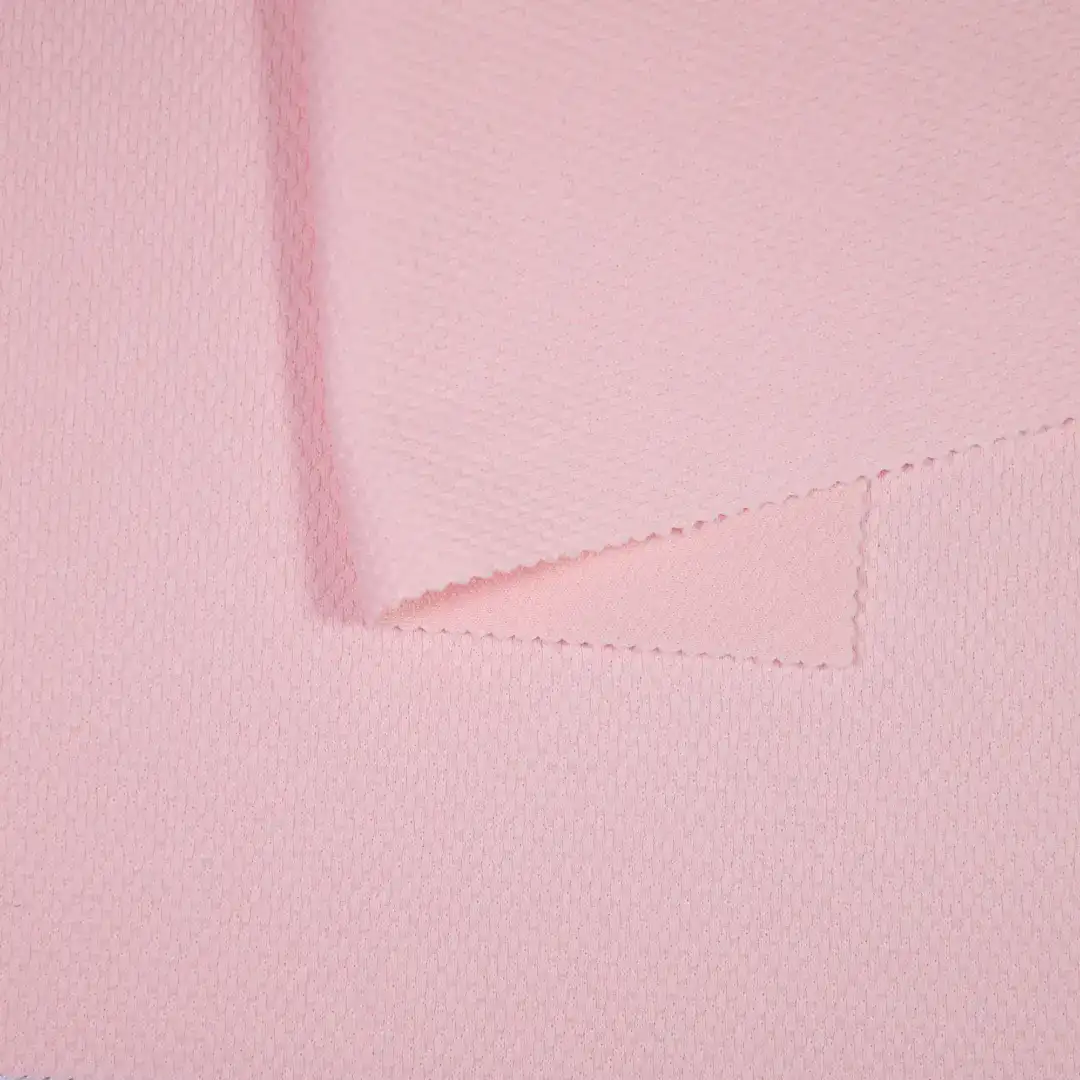 China Fabric for Polo Shirt,Open Cardigan  Jacquard Knit Fabric Polyester Cherry pink color buy from China wholesaler bulk order at wholesale price free worldwide shipping Alibaba