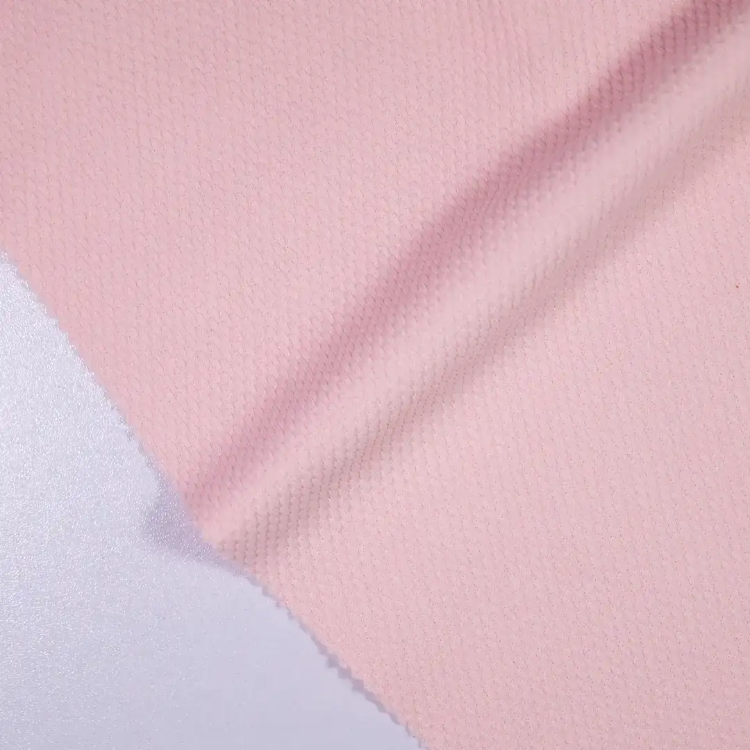 China Fabric for Polo Shirt,Open Cardigan  Jacquard Knit Fabric Polyester Cherry pink color buy from China wholesaler bulk order at wholesale price free worldwide shipping Alibaba