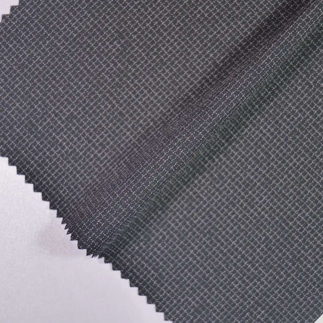 China Fabric for Jackets Polyester Jacquard Synthetic Woven Fabric Polyester Spandex black color buy from China wholesaler bulk order at wholesale price free worldwide shipping Alibaba