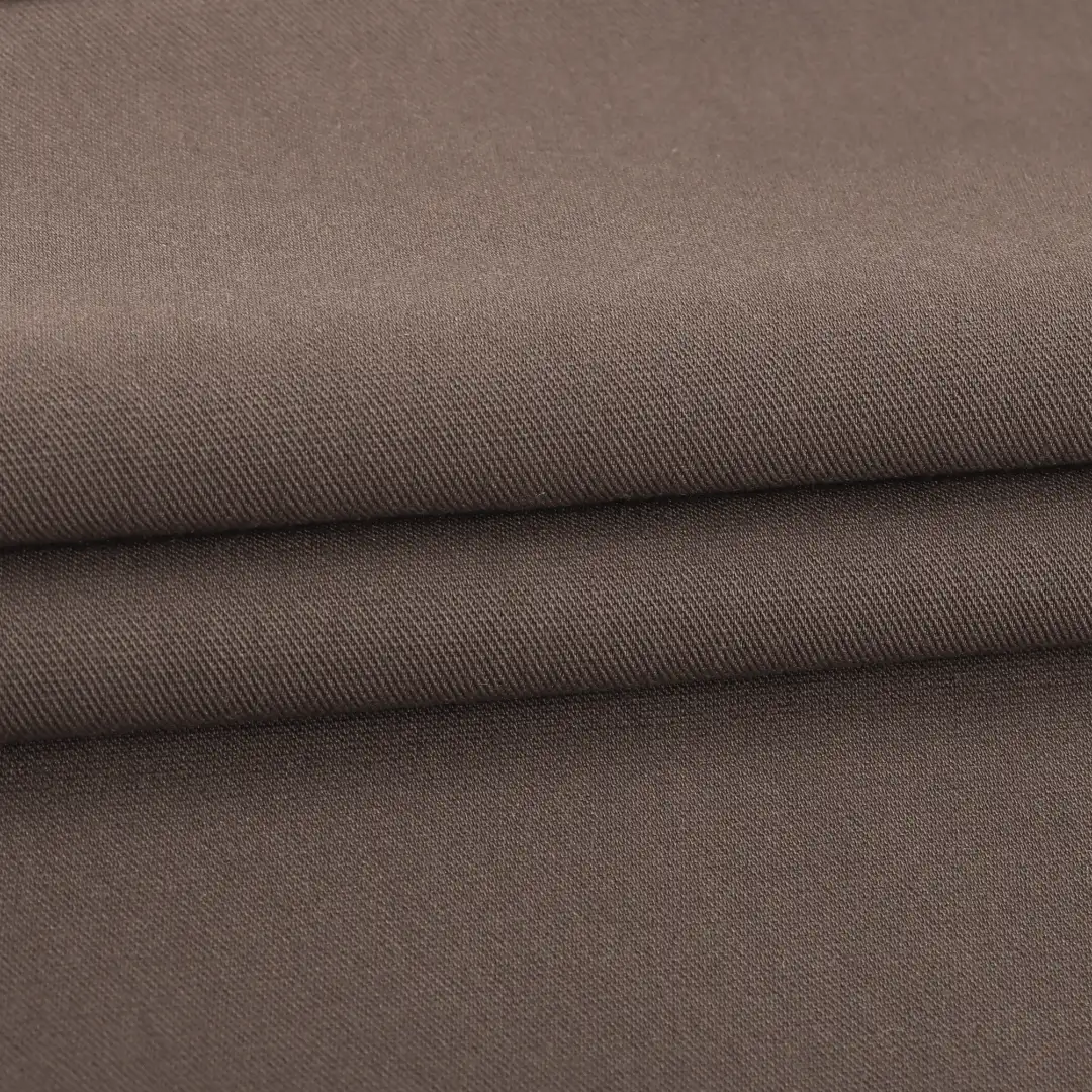 China Fabric for Shirt,Pants,Suit Trouser,Blazer,Shorts,Overcoat,Suit,Skirt (Sweater),Jump suit,Waist coat Twill Woven Blended Fabric Polyester Rayon Spandex Brown color buy from China wholesaler bulk order at wholesale price free worldwide shipping Alibaba
