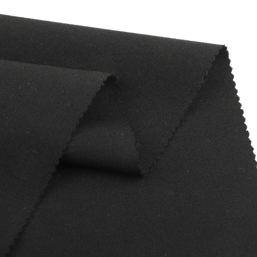 China Fabric for Shirt,Pants,Suit Trouser,Blazer,Shorts,Dresses (Cardigan Open) (Sweater),Men's Pants (Sweater),Women's Pants (Sweater),Skirt (Sweater) Polyester/Rayon Plain Woven Blended Fabric Polyester Rayon Spandex Black color buy from China wholesaler bulk order at wholesale price free worldwide shipping Alibaba