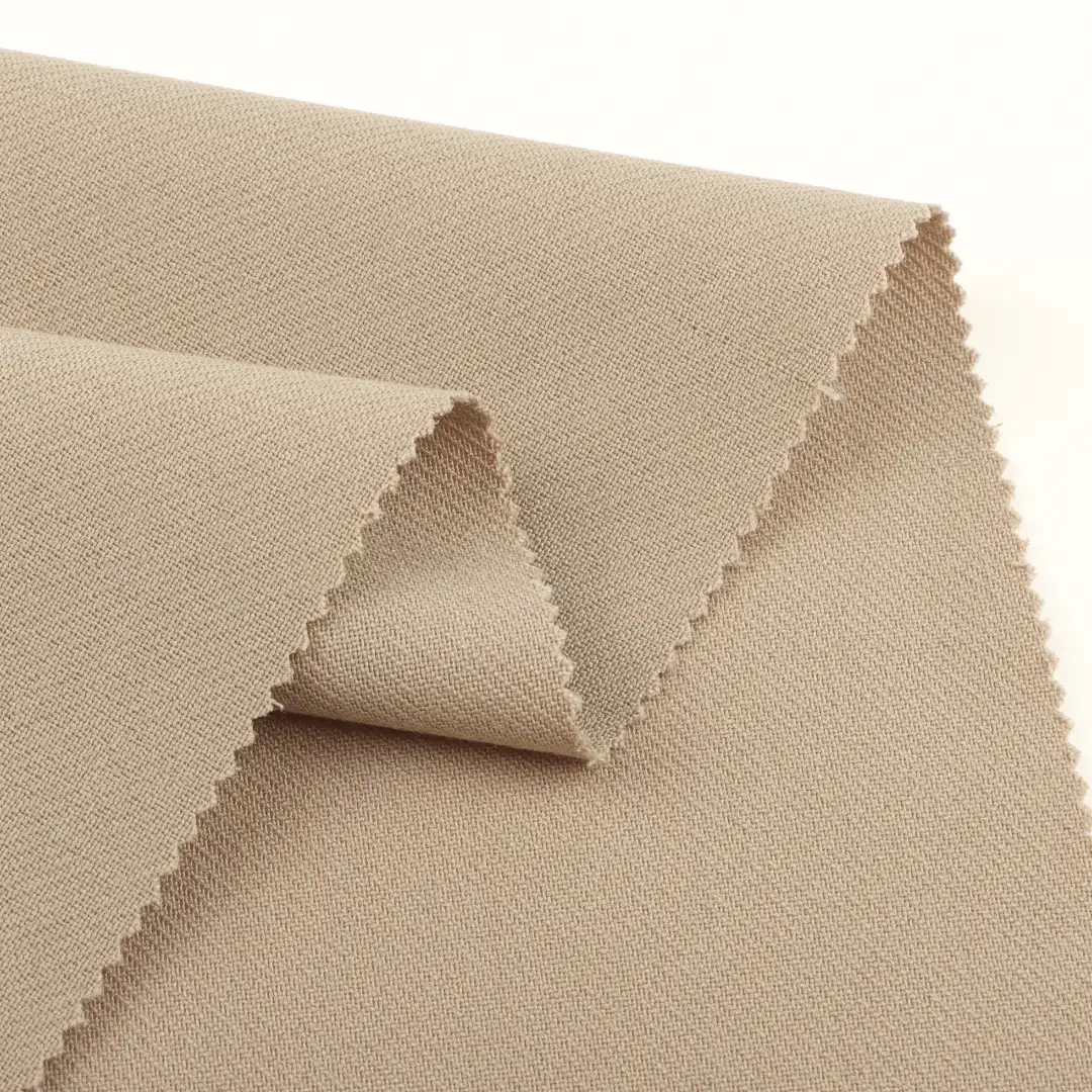 China Fabric for Pants,Suit Trouser,Shorts,Trench Coat,Dresses (Cardigan Open) (Sweater),Skirt (Sweater),Waist coat Twill Woven Blended Fabric Polyester Rayon Spandex khaki color buy from China wholesaler bulk order at wholesale price free worldwide shipping Alibaba