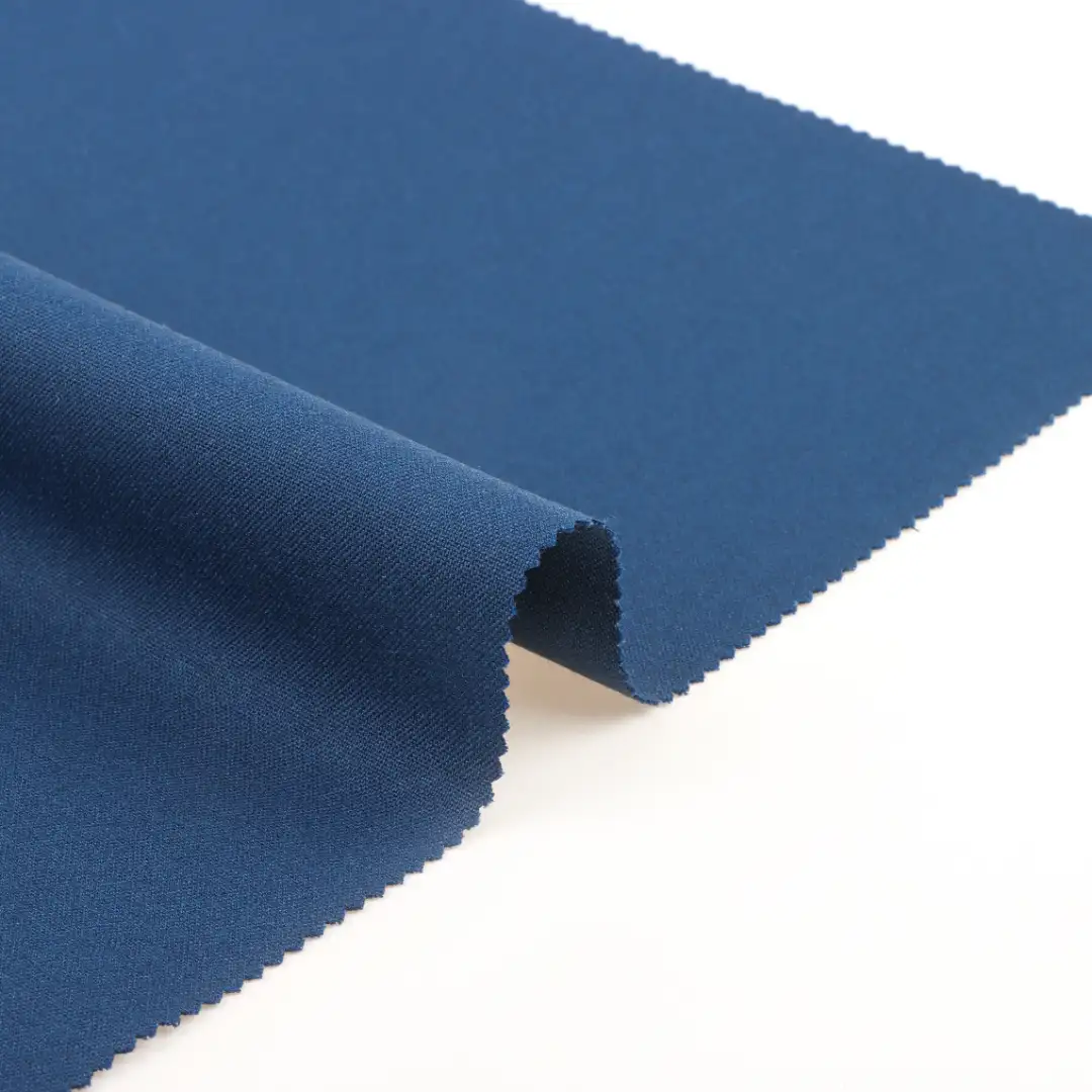 China Fabric for Pants,Suit Trouser,Blazer,Shorts,Trench Coat,V-Neck Button Down Vest (Sweater) Twill Woven Blended Fabric Polyester Rayon Spandex Blue color buy from China wholesaler bulk order at wholesale price free worldwide shipping Alibaba