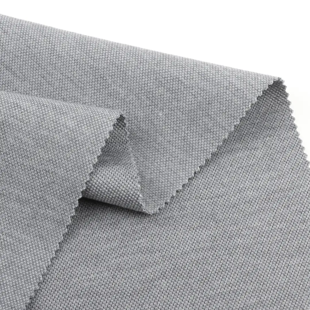 China Fabric for T-Shirt,Polo Shirt,Tank Top,Jogger,Hoodie,Sweatshirt,Drawstring Wide Leg Trousers,Open-Front Coat Pique Knit Fabric Polyester Rayon Spandex Gray color buy from China wholesaler bulk order at wholesale price free worldwide shipping Alibaba