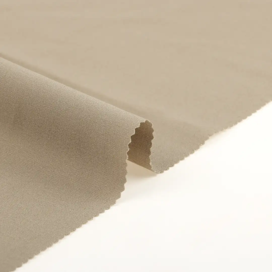 China Fabric for Shirt,Pants,Suit Trouser,Blazer,Shorts,Trench Coat,Suit,Dresses (Cardigan Open) (Sweater),Men's Pants (Sweater),Women's Pants (Sweater),Skirt (Sweater),Waist coat,Wide Leg Trousers,Open Waistcoat Four-way Stretch (Bi-Stretch) Woven Blended Fabric Polyester Rayon Coolmax Spandex khaki color buy from China wholesaler bulk order at wholesale price free worldwide shipping Alibaba