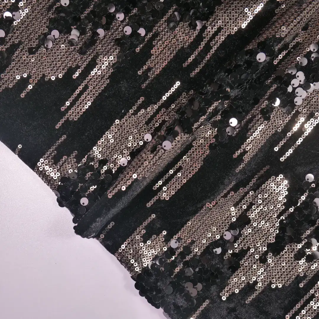 China Fabric for Skirt,Puff Sleeve Ruched Dress,Ruffled Mini Skirt Mesh Knit Fabric Polyester Spandex black color buy from China wholesaler bulk order at wholesale price free worldwide shipping Alibaba