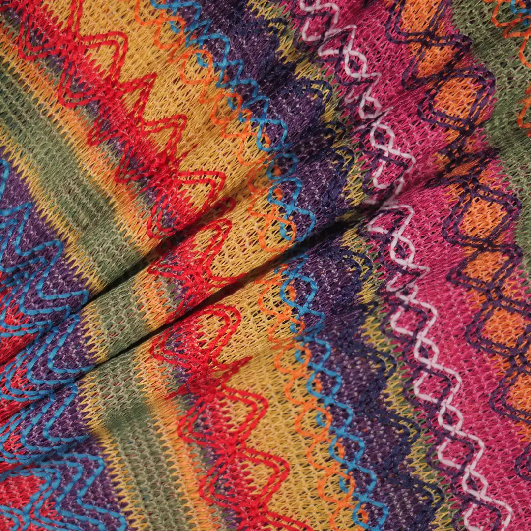 China Fabric for Shirt,Skirt Mesh Knit Fabric Polyester Rainbow color buy from China wholesaler bulk order at wholesale price free worldwide shipping Alibaba