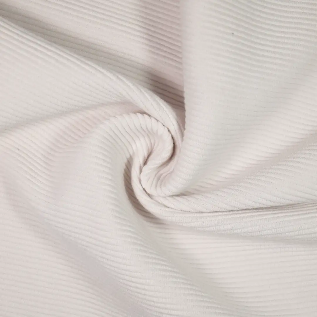 China Fabric for Pants,Jackets,Hoodie,Suit Ottoman Knit Fabric BCI Cotton Recycled Polyester Spandex white color buy from China wholesaler bulk order at wholesale price free worldwide shipping Alibaba