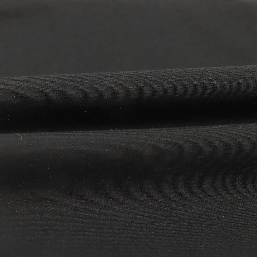 China Fabric for T-shirt (Sweater),Sweatshirt,Tracksuits Ponte Roma Knit Fabric Nylon Cotton Rayon Spandex BLACK color buy from China wholesaler bulk order at wholesale price free worldwide shipping Alibaba