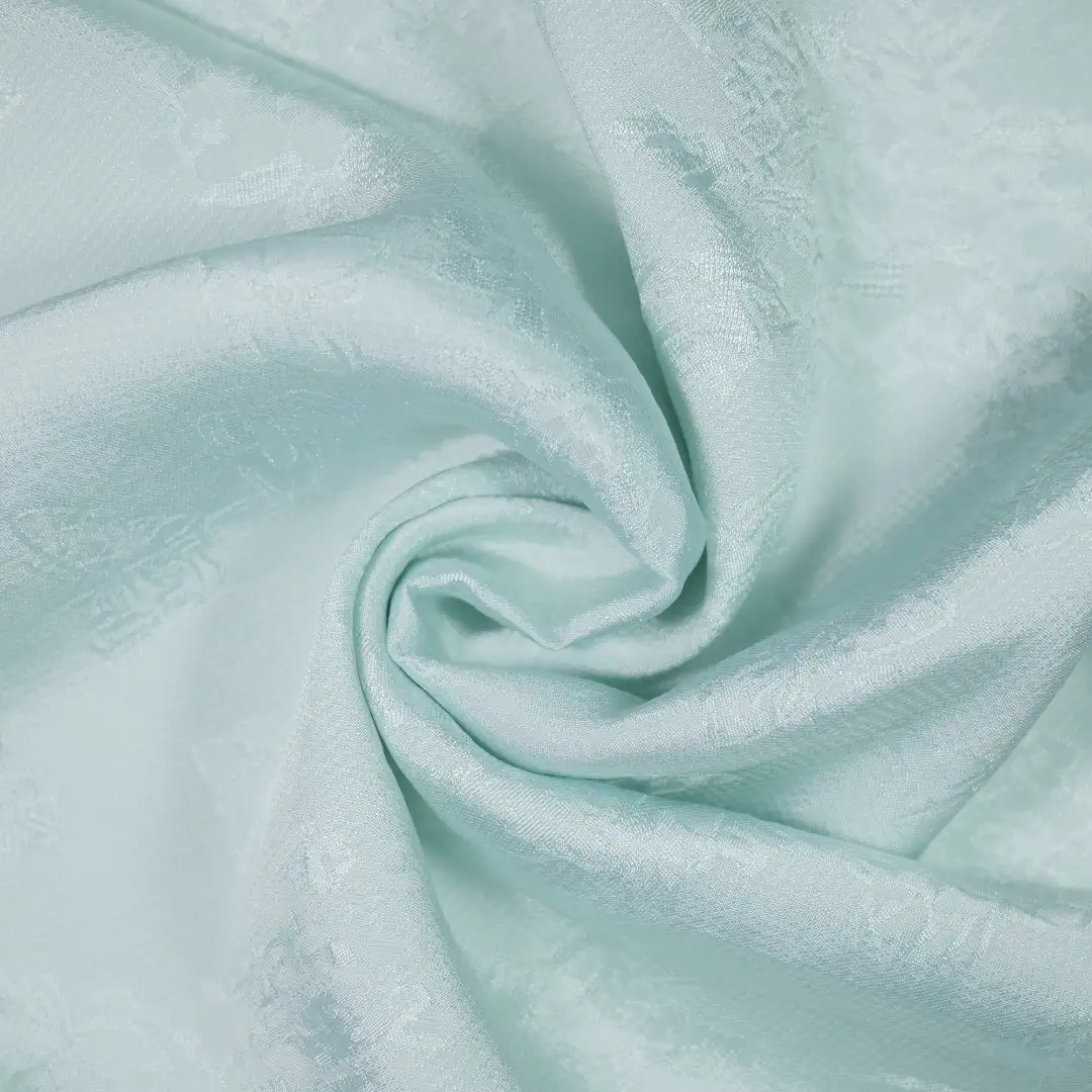 China Fabric for Shirt,Skirt,Backless Beach Dress,Sleeveless Puffy Mini Dress Jacquard Woven Blended Fabric Viscose Nylon cyan color buy from China wholesaler bulk order at wholesale price free worldwide shipping Alibaba