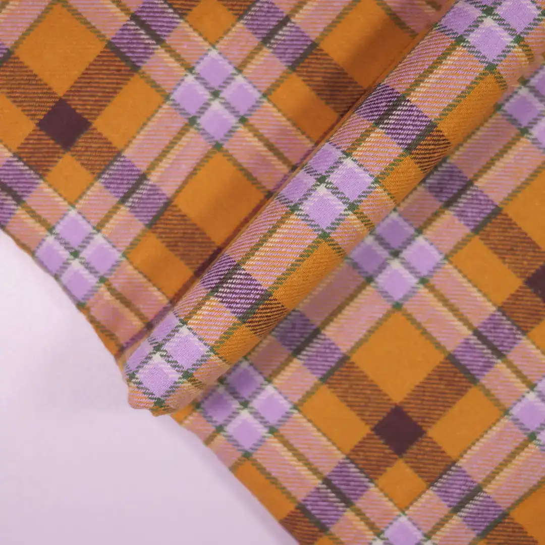 China Fabric for Shirt,Cropped V-Neck Shirt,Womens Slim Fit Shirt Yarn Dyed Check Natural Woven Fabric Cotton dark yellow-brown purple color buy from China wholesaler bulk order at wholesale price free worldwide shipping Alibaba