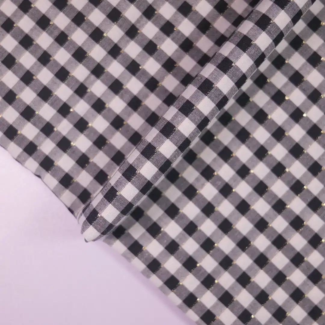 China Fabric for Shirt,Skirt,Tier Midi Shirt Dress Yarn Dyed Check Woven Blended Fabric Cotton Polyester black-white color buy from China wholesaler bulk order at wholesale price free worldwide shipping Alibaba