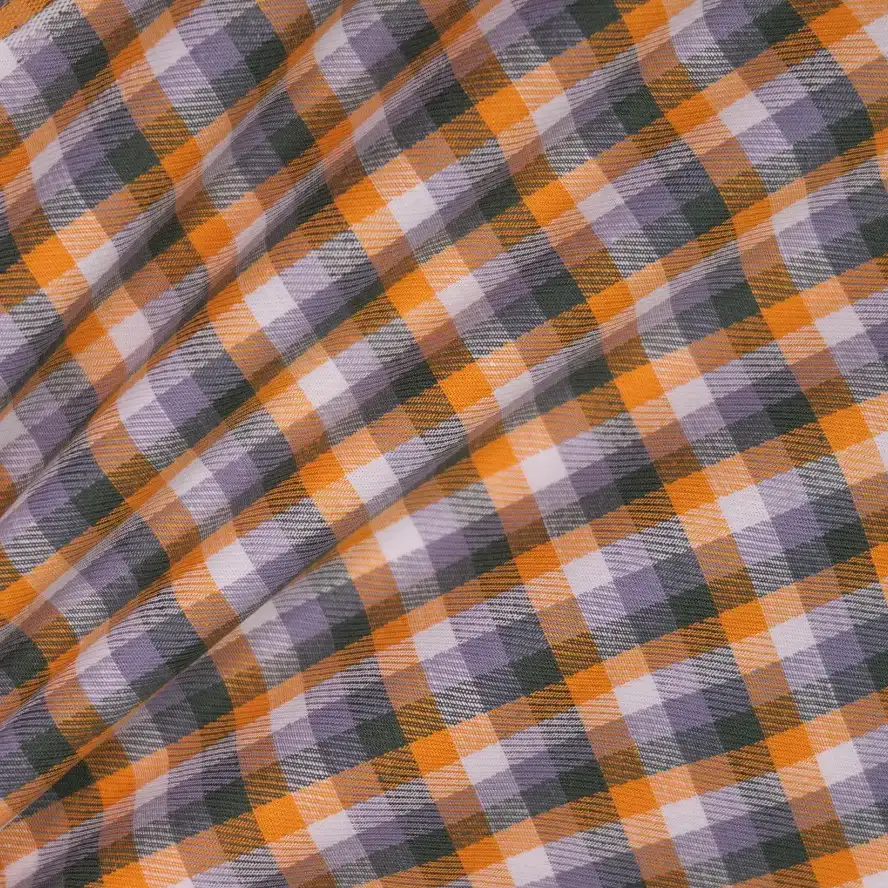 China Fabric for Shirt,Skirt,Tier Midi Shirt Dress Yarn Dyed Check Natural Woven Fabric Cotton dark green-orange color buy from China wholesaler bulk order at wholesale price free worldwide shipping Alibaba