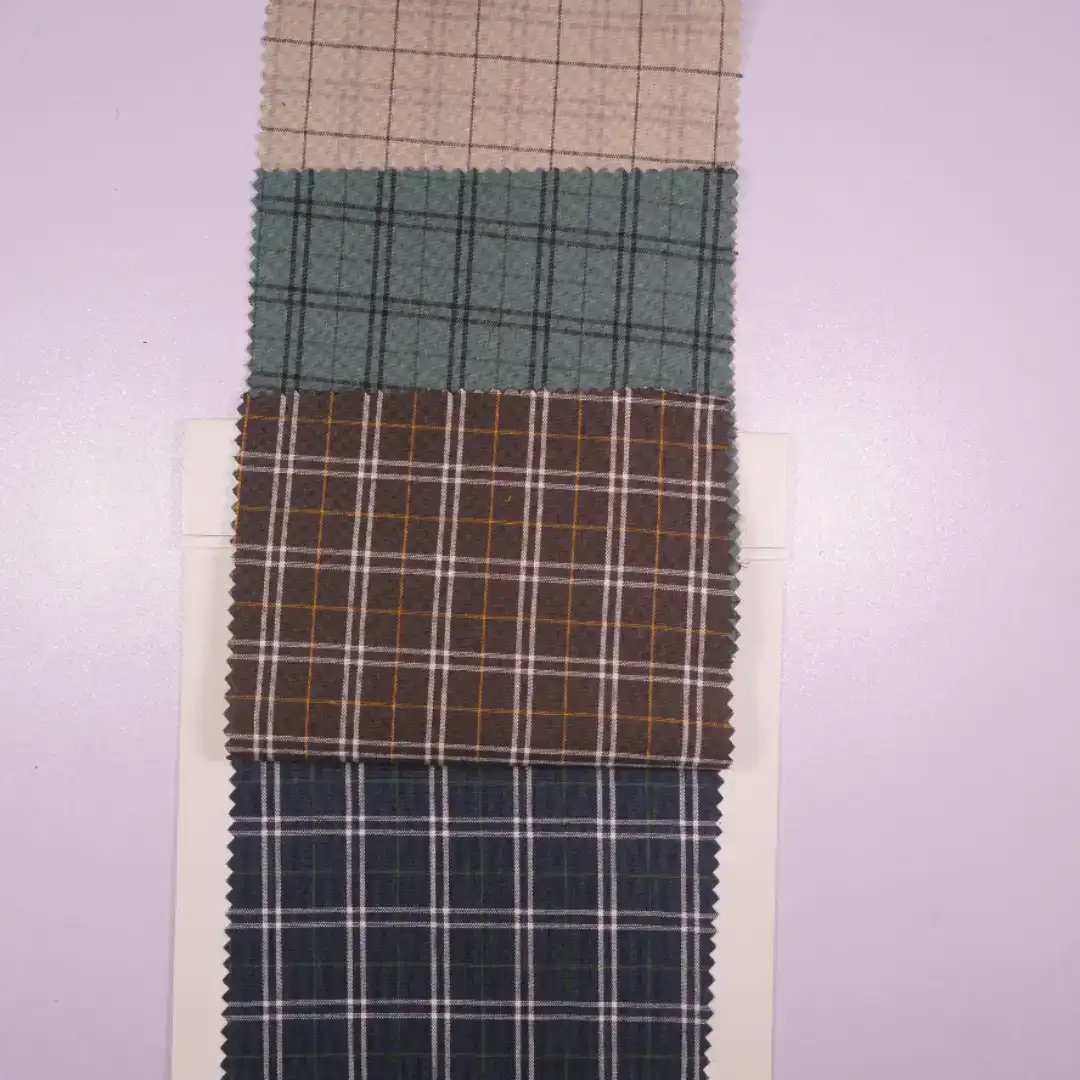 China Fabric for Shirt,Skirt,V-Neck Short Sleeve Shirt V Yarn Dyed Check Woven Blended Fabric Cotton Rayon grey color buy from China wholesaler bulk order at wholesale price free worldwide shipping Alibaba