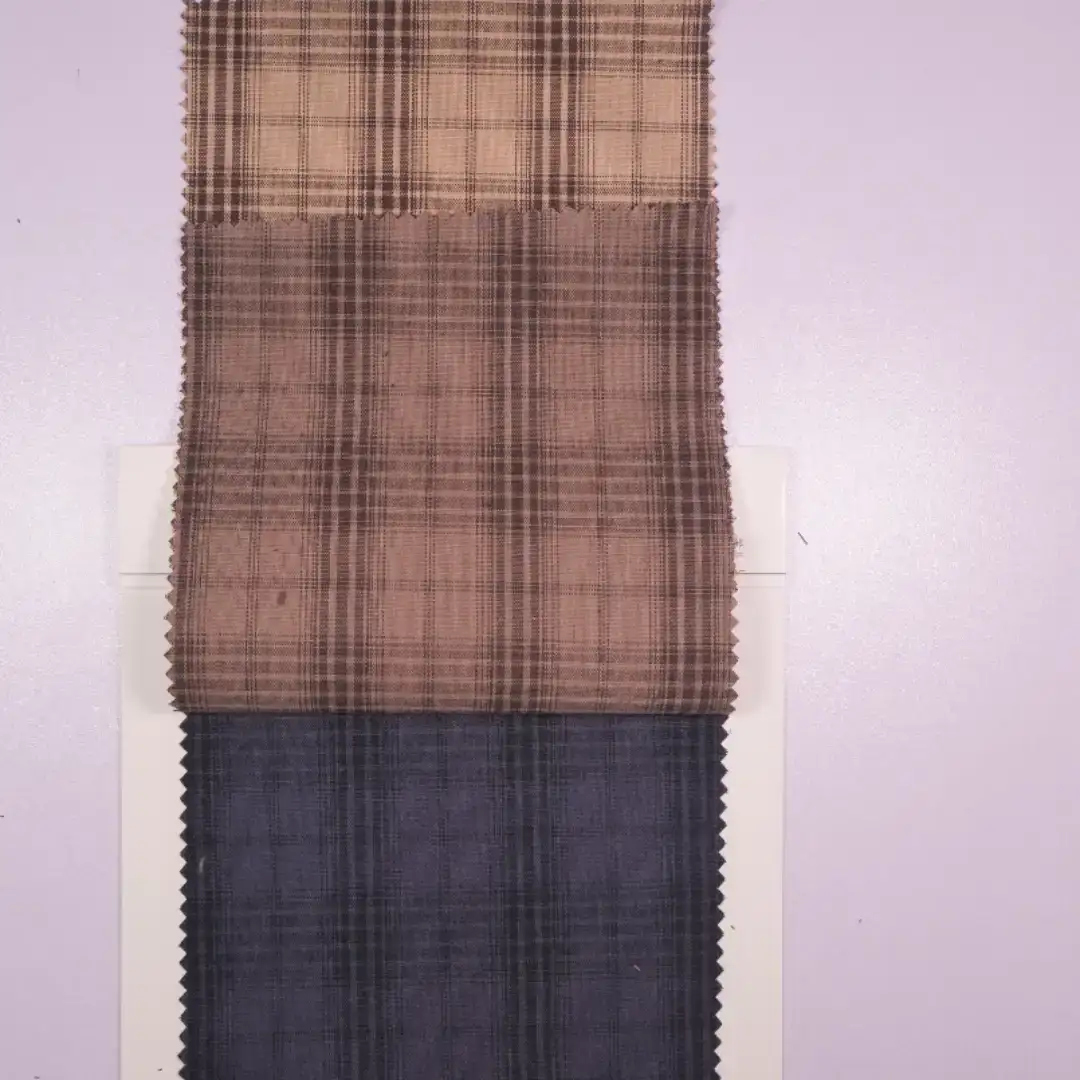 China Fabric for Shirt,Skirt,Tier Midi Shirt Dress,Womens Stand Collar Shirt Yarn Dyed Check Natural Woven Fabric Cotton coffee color buy from China wholesaler bulk order at wholesale price free worldwide shipping Alibaba