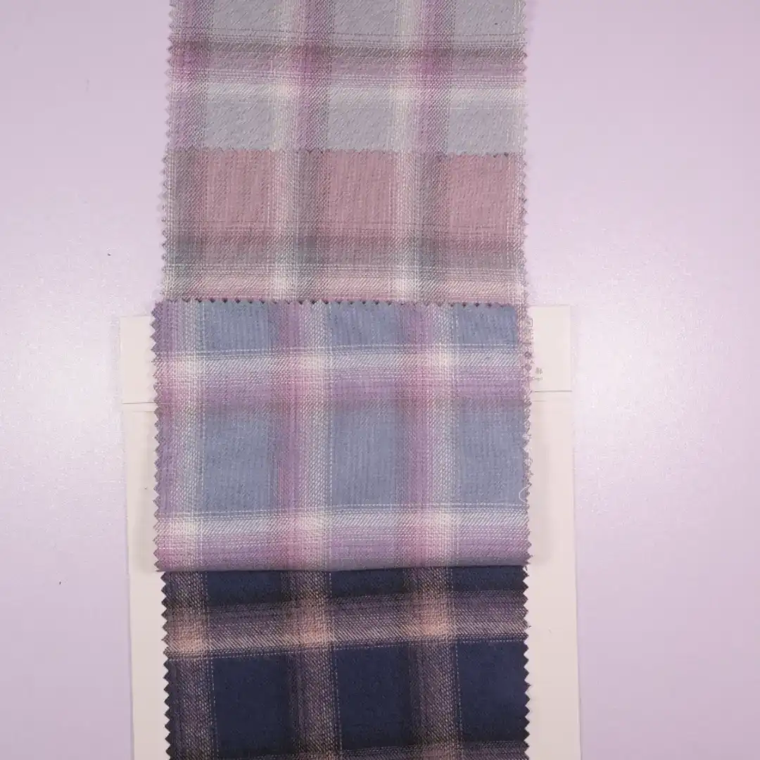 China Fabric for Shirt,Skirt,Womens Slim Fit Shirt Yarn Dyed Check Natural Woven Fabric Cotton Rayon blue-purple color buy from China wholesaler bulk order at wholesale price free worldwide shipping Alibaba